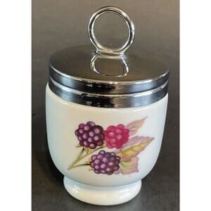Royal Worcester Porcelain Egg Coddler Evesham Peach Black Berries England